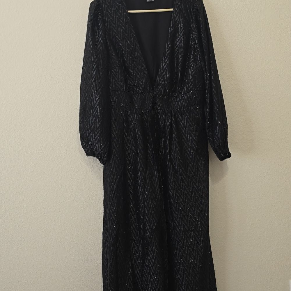 CITY CHIC Chloe Jacket Maxi Metallic Sparkle Flared in Black Size XXS